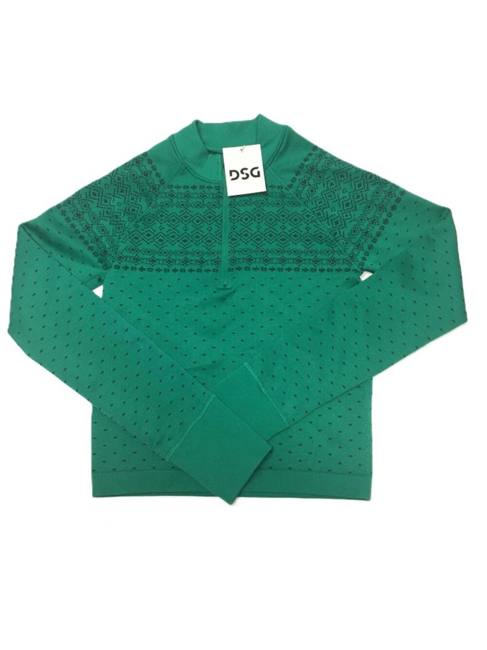DSG Women’s Momentum Seamless 1/4 Zip Pullover Small Emerald Fair Isle NWT